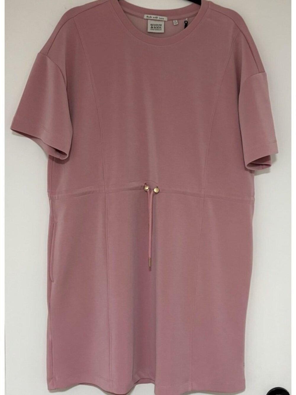 Scotch & Soda Women’s Drawstring T-Shirt Dress in Dusty Rose Size XL NWT - Picture 3 of 10